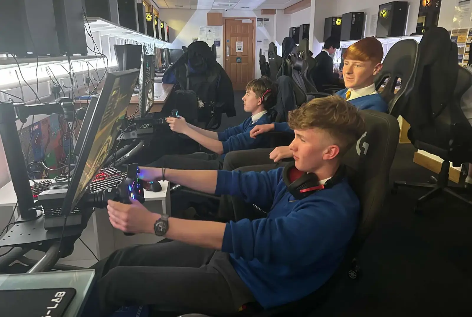 Students competing in the F1 Race