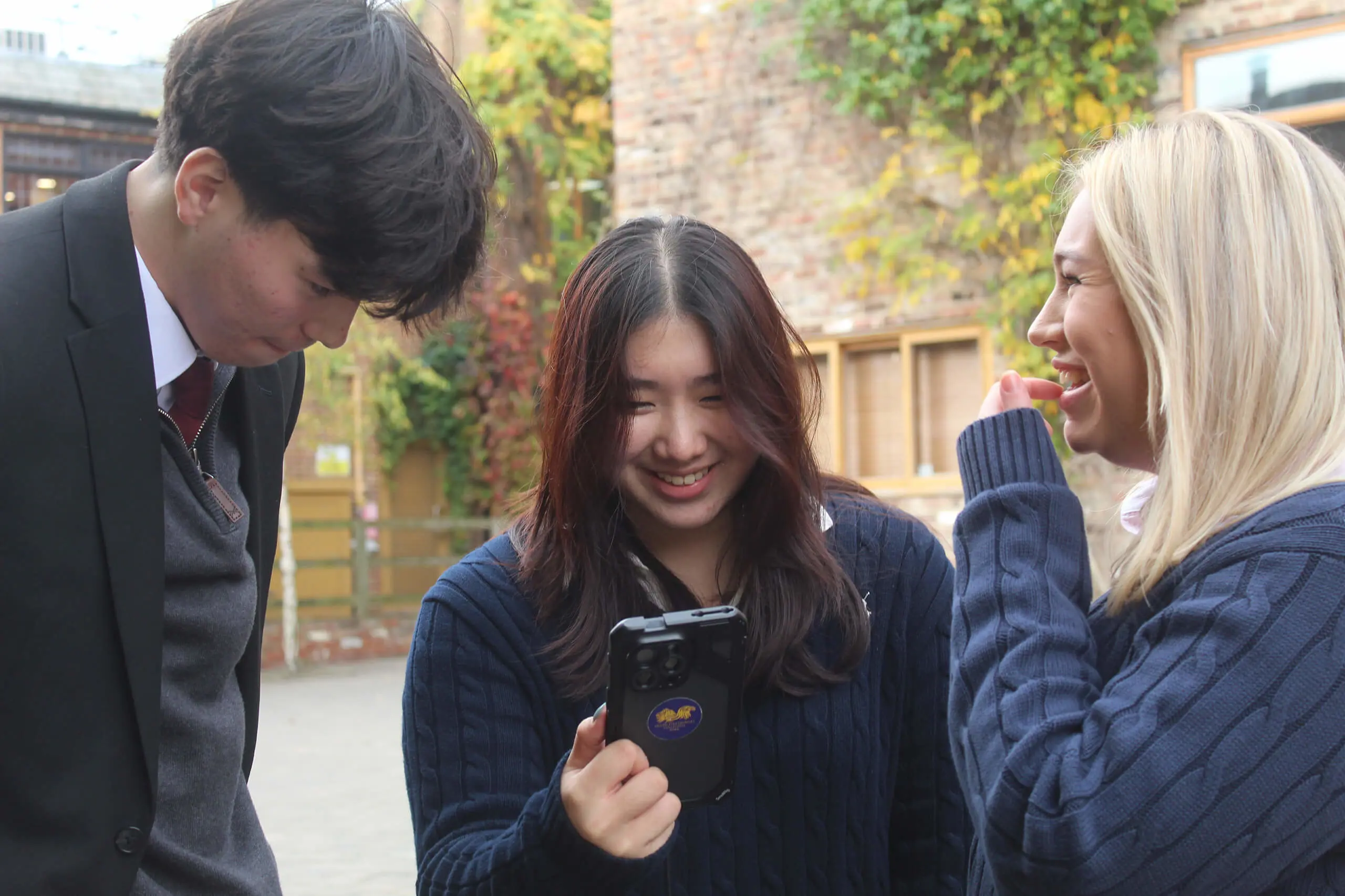 Students filming an Anti-Bullying week video at an Independent School in Yorkshire.