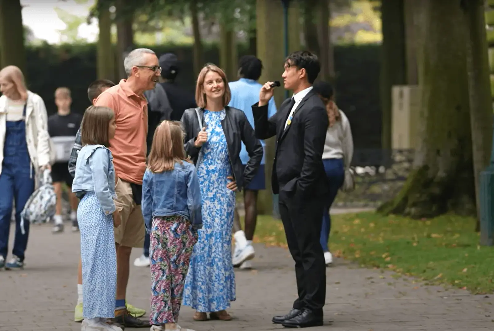 A Middle School family answering questions about QE.
