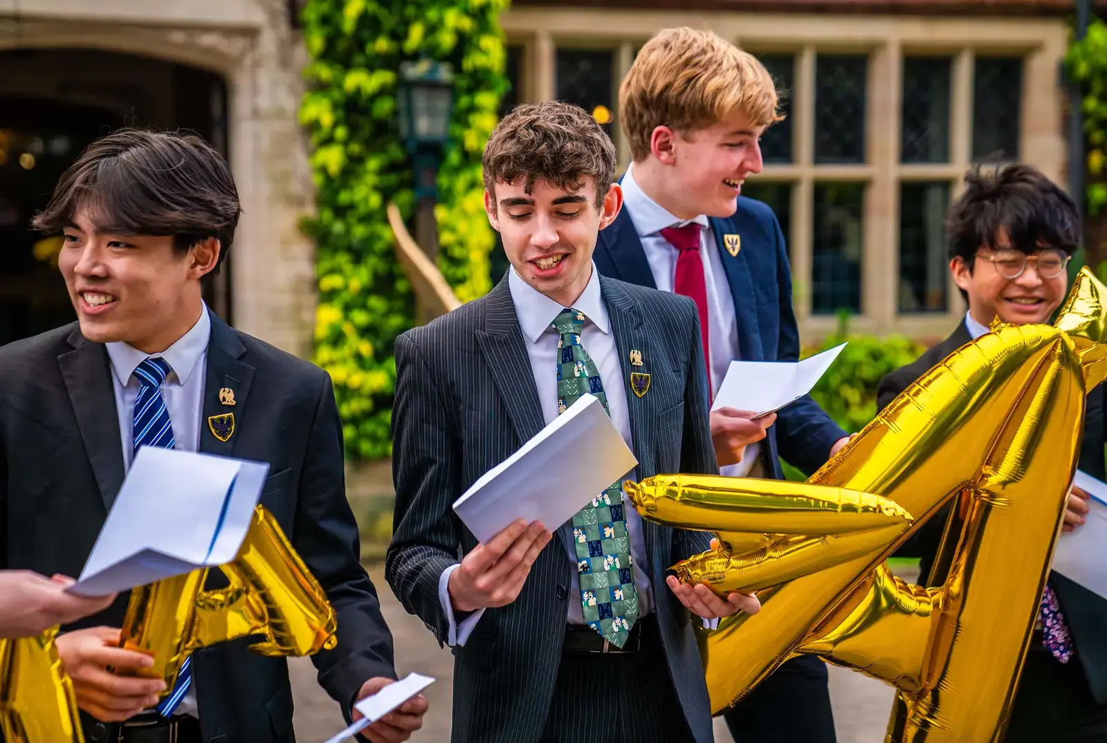 International students receiving their excellent results.