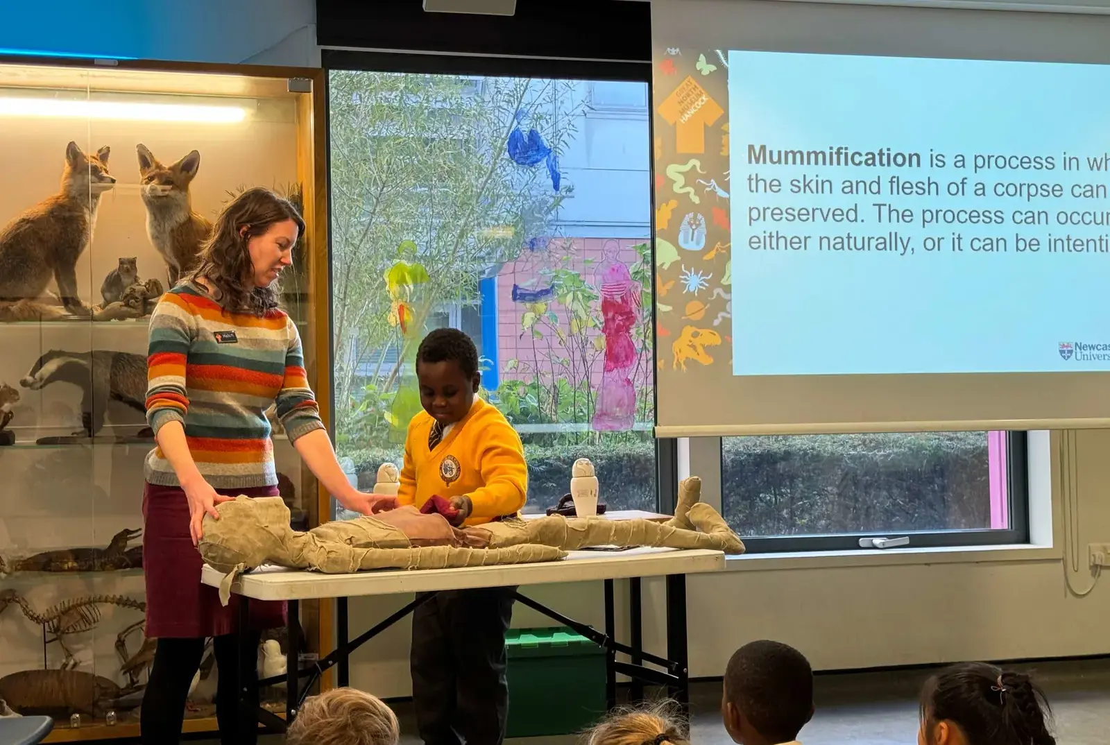 Private primary school students at the Great North Museum. 