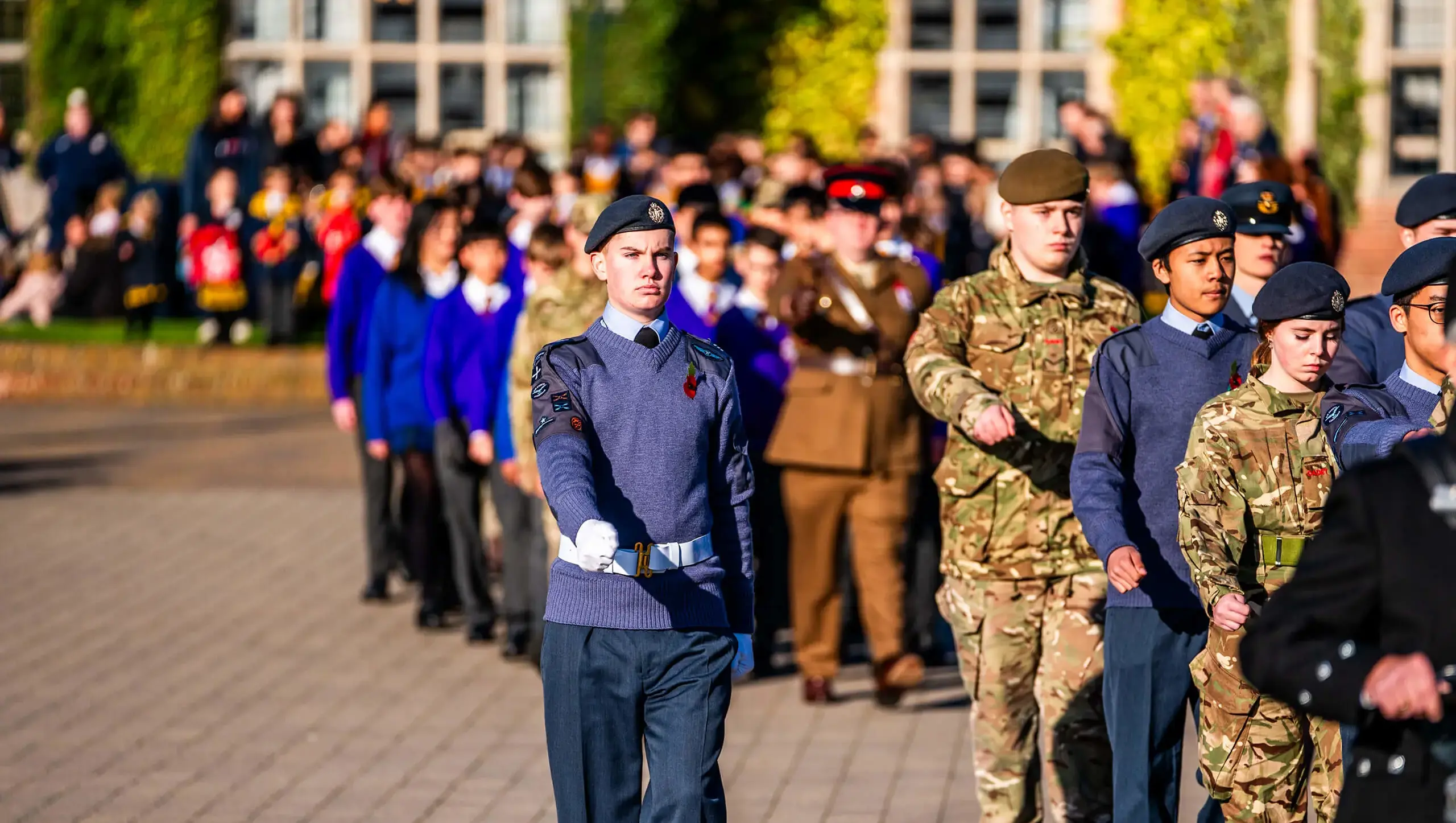 Queen Ethelburga's pupils in a cadet parade