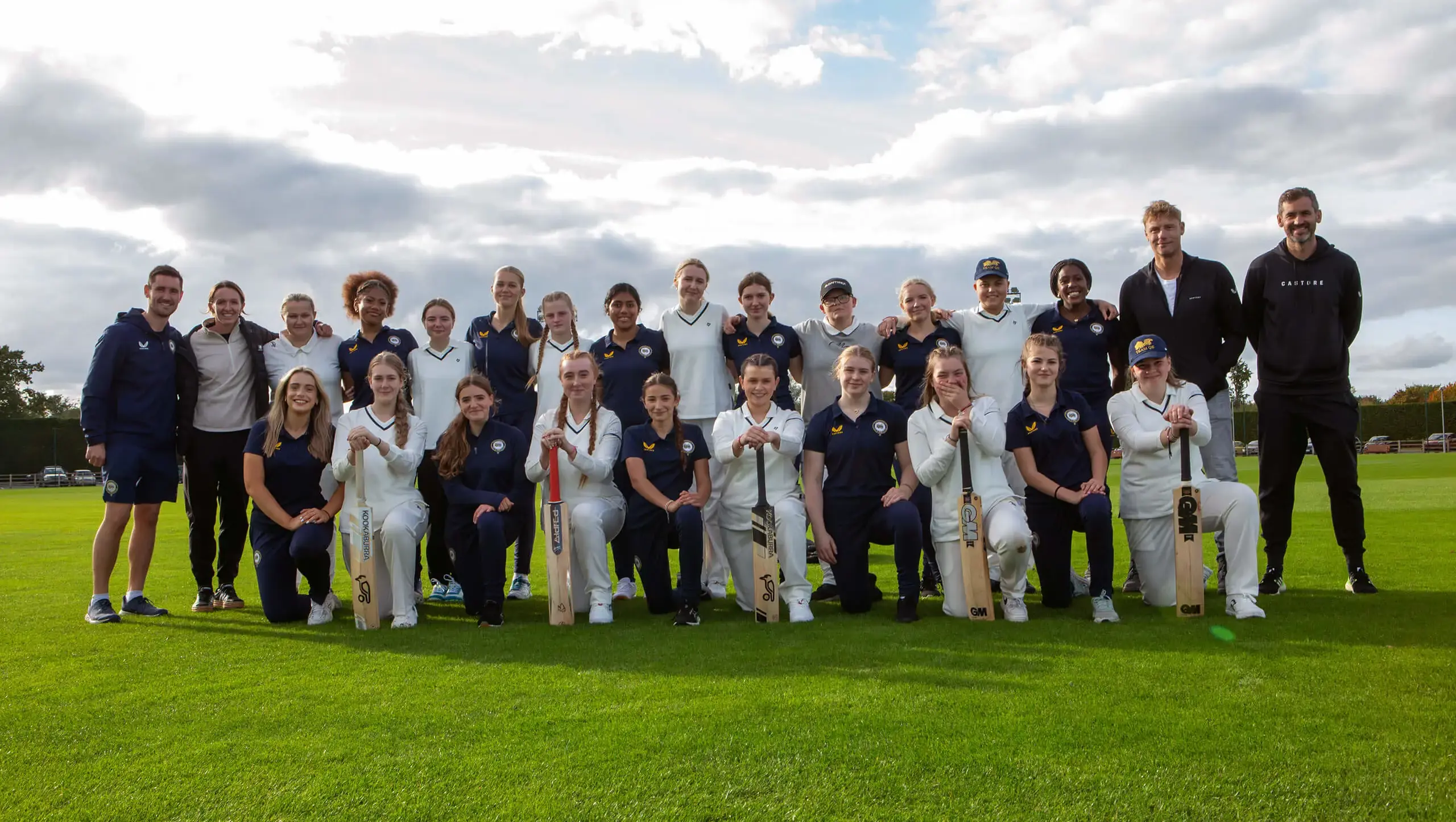 Freddie Flintoff's Blackpool team with Girls' Cricket team