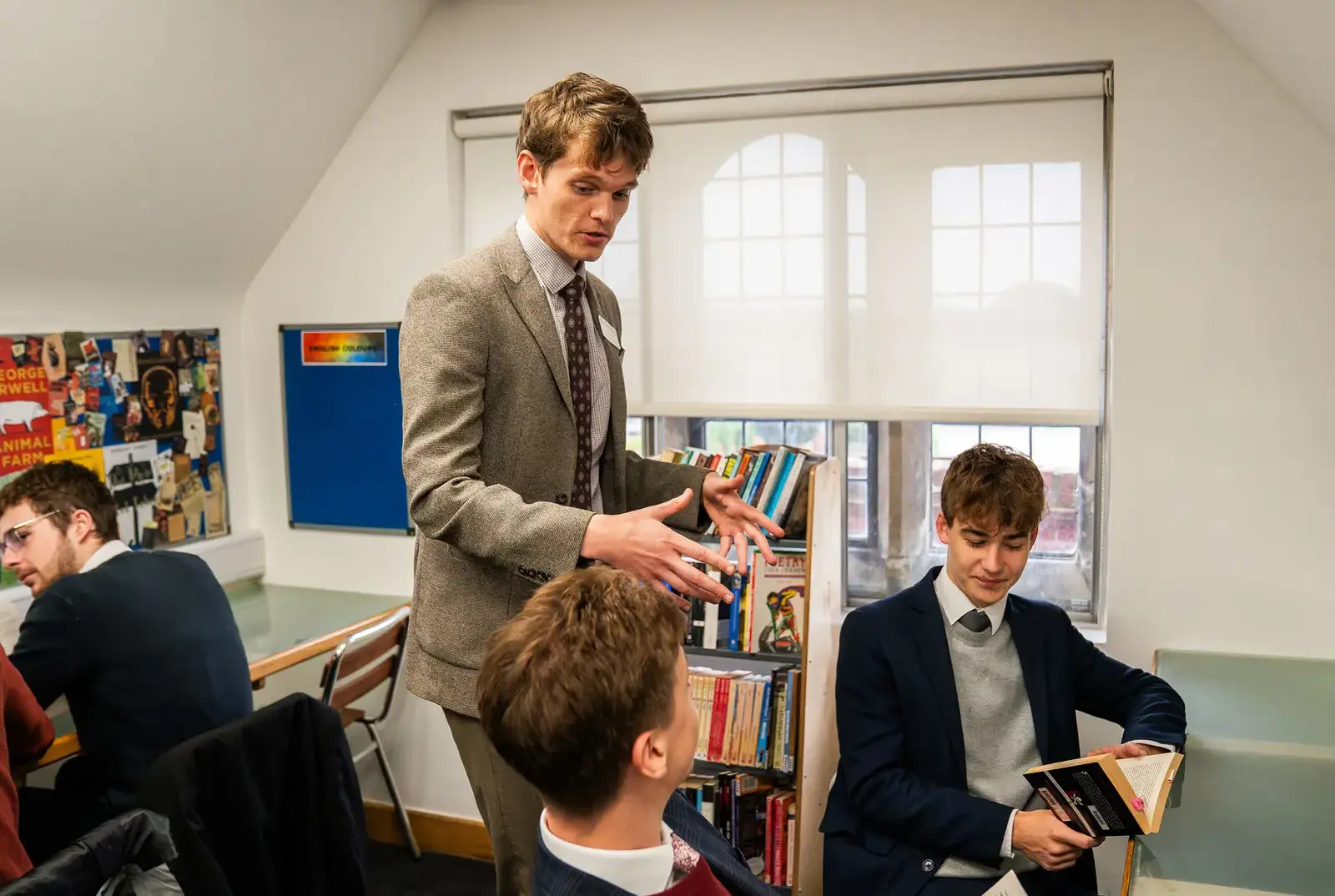 Senior school students in class with teacher