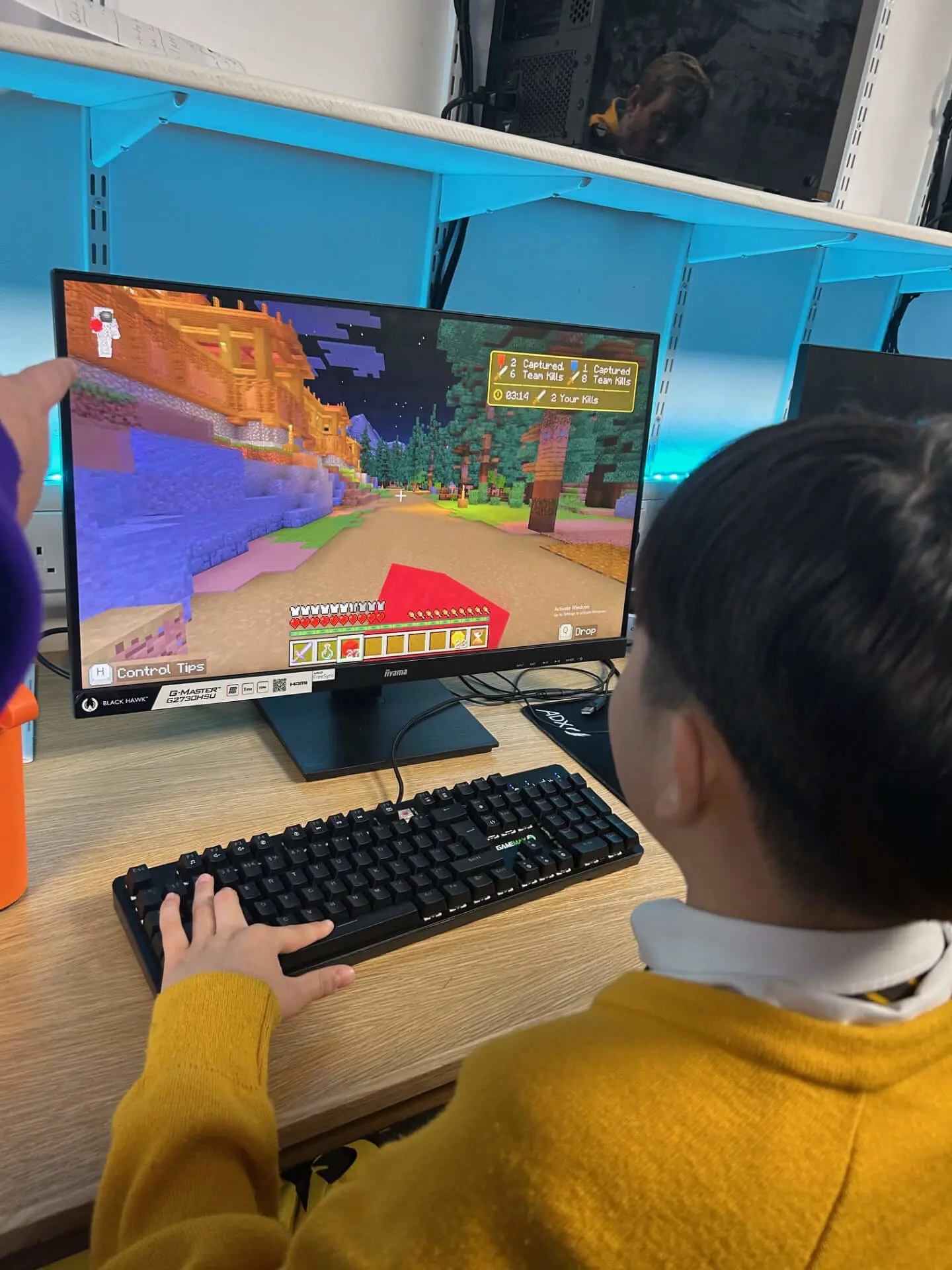 Chapter House student competing in a Minecraft game.