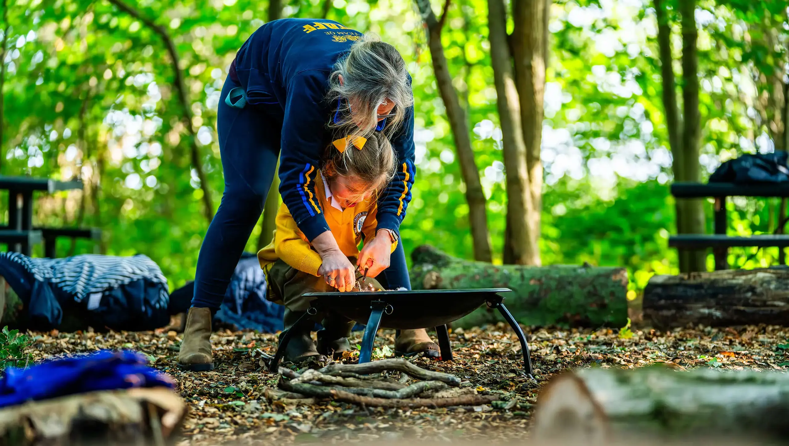 Chapter House pupil with teacher in Forest School