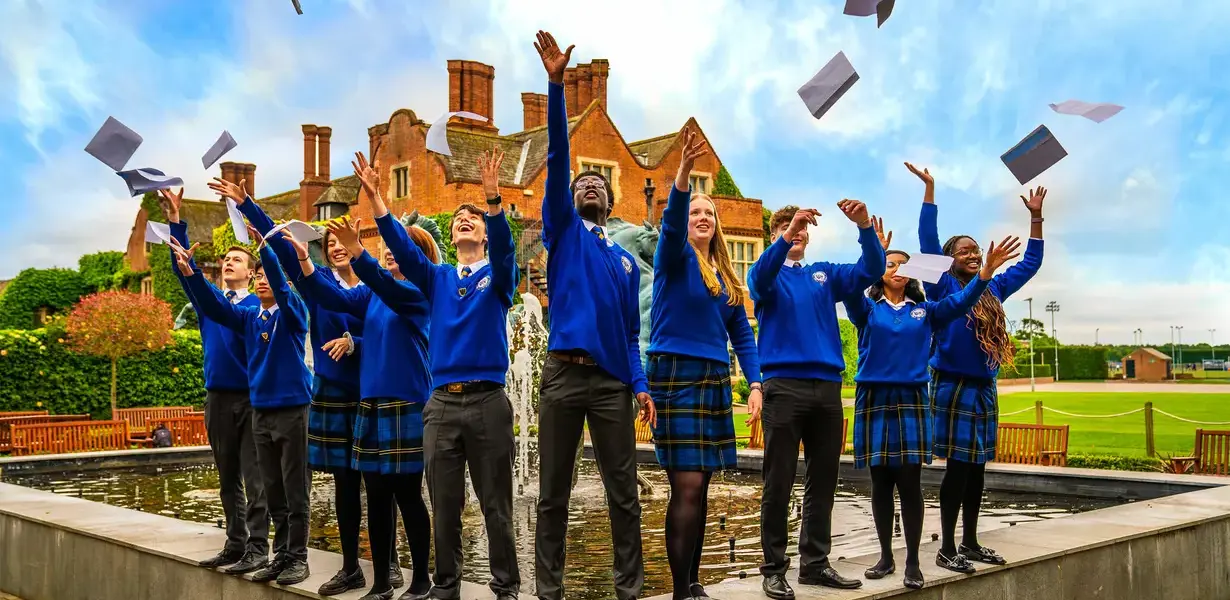 Faculty students celebrating their GCSE results.