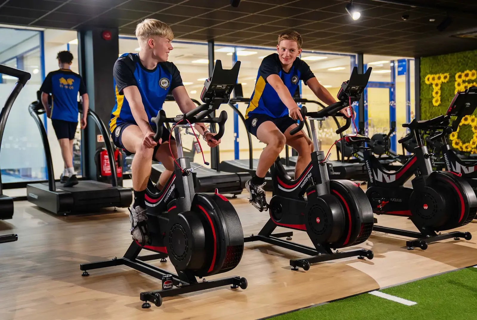 Students at Yorkshire elite sports school training in the gym.