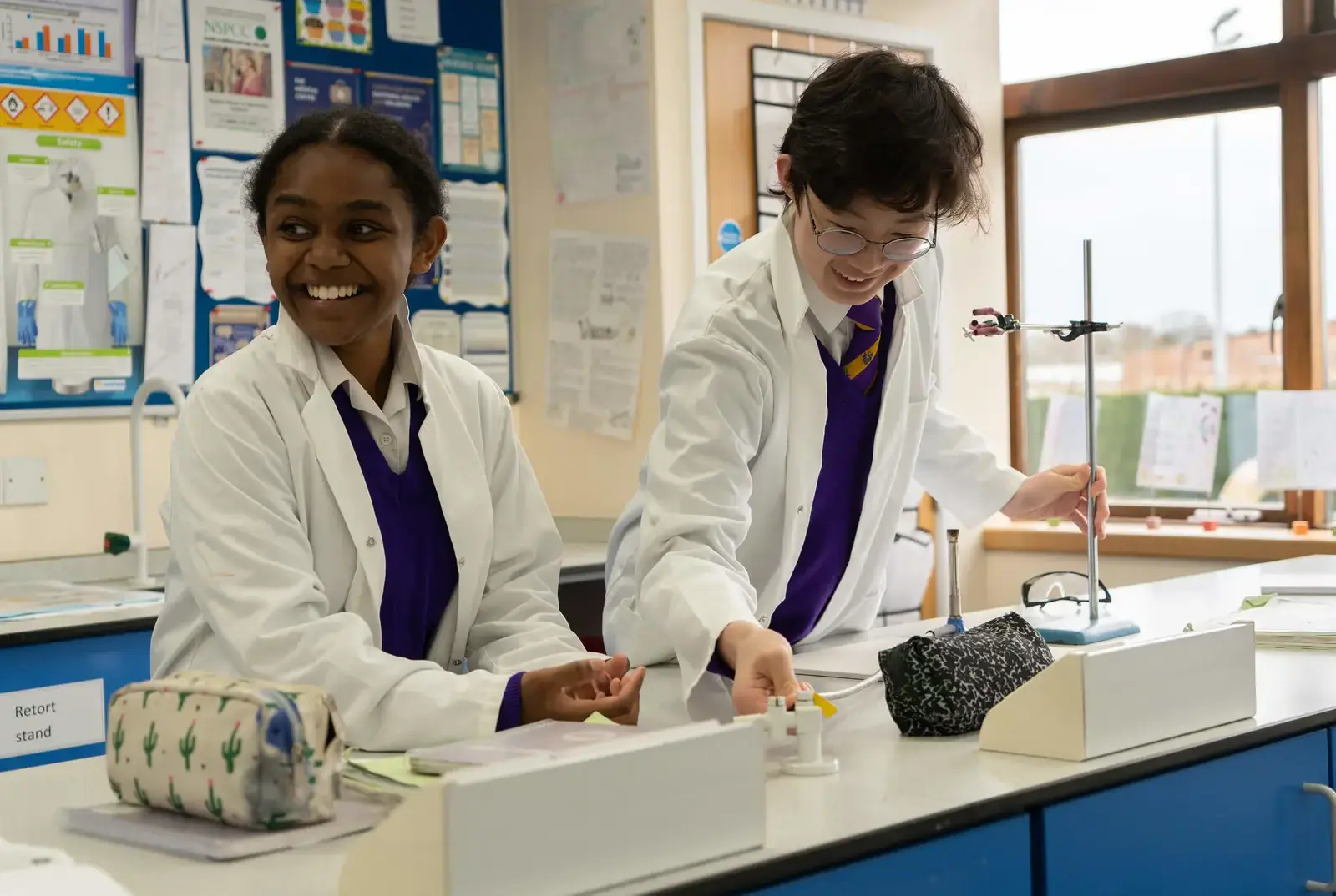 Students in science class at Queen Ethelburga's Collegiate