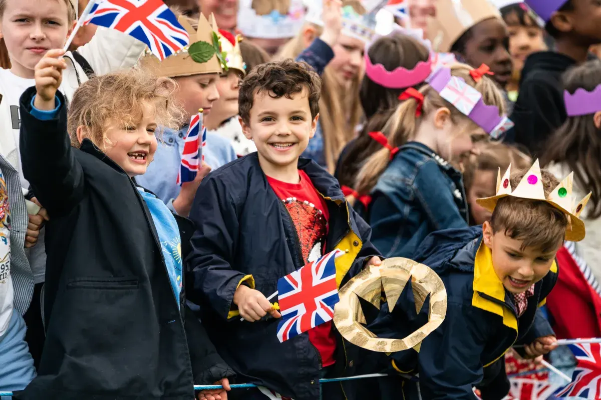 Two Independent Boarding School students celebrating the jubilee.