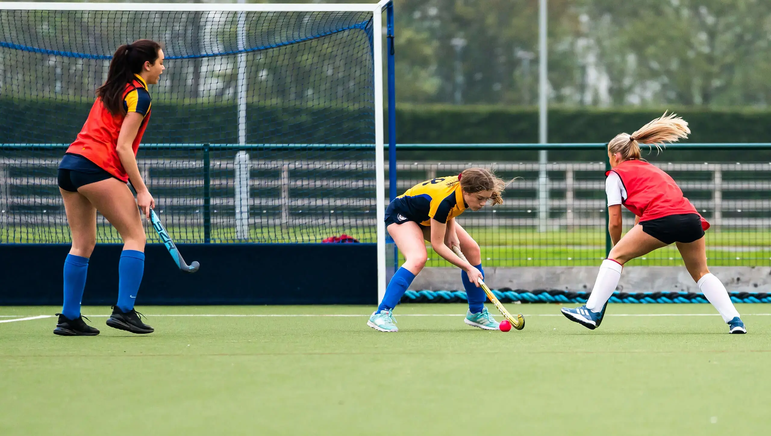 QE Faculty students playing hockey