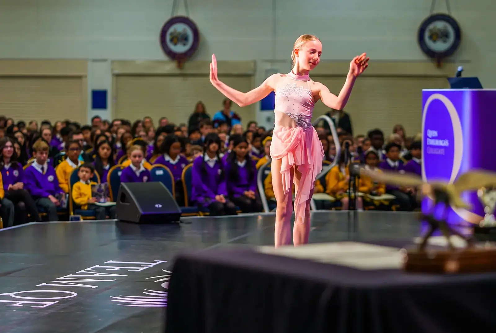 A King's Magna pupil performing a gymnastics routine at Queen Ethelburga's Collegiate