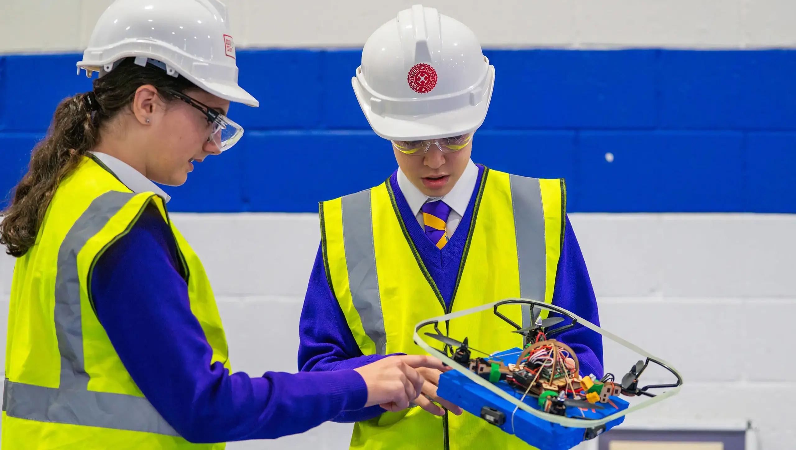 Students working on a drone.