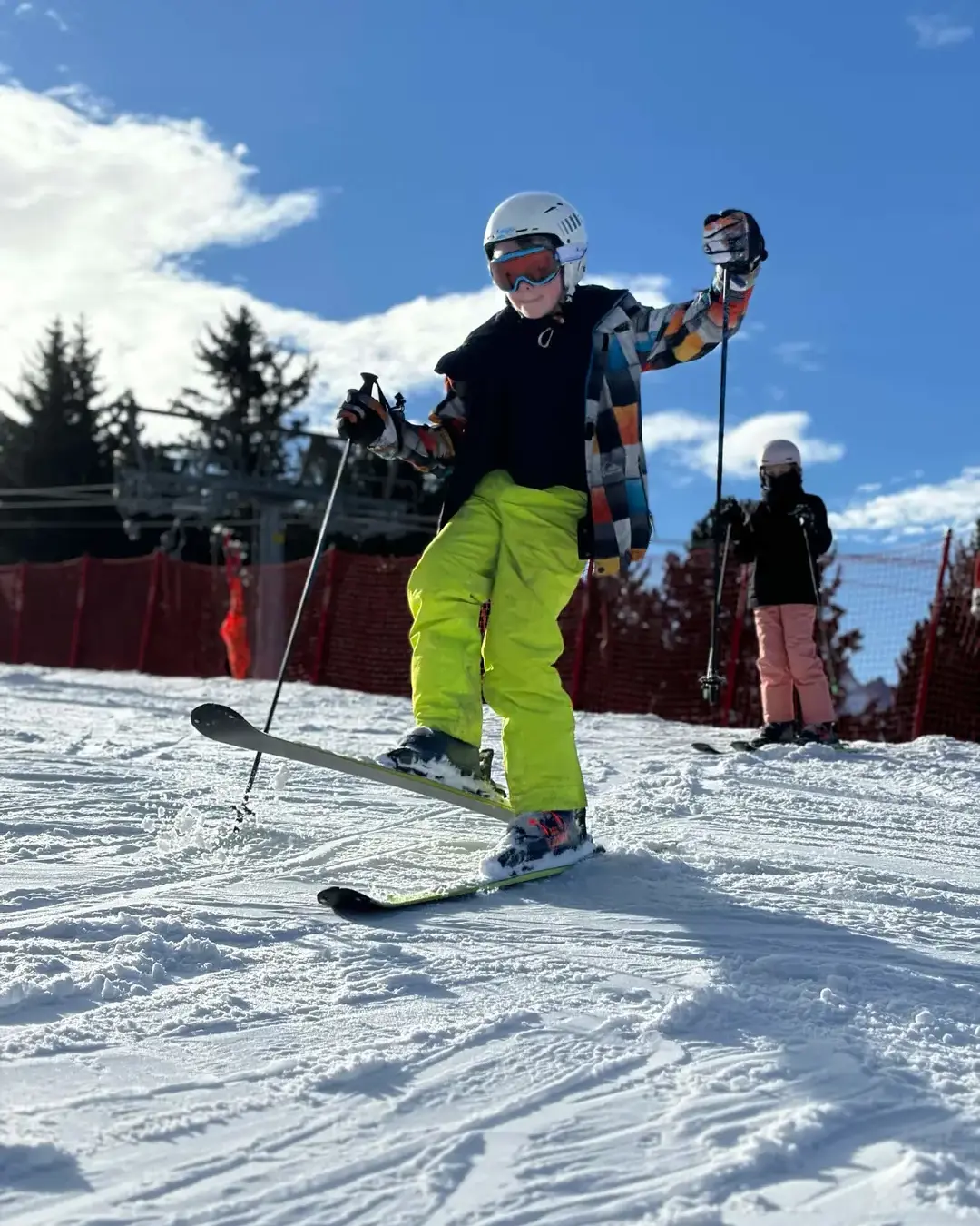 Student performing a ski trick in Italy.