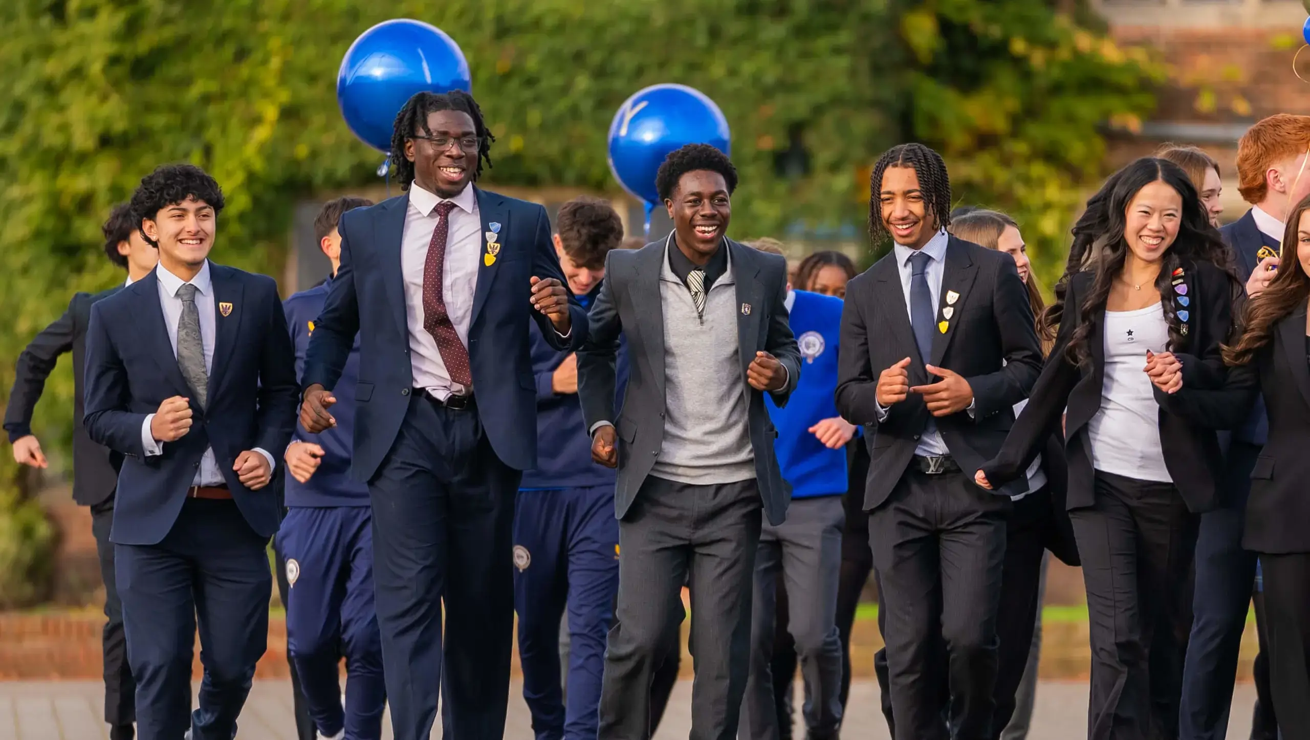 Students celebrating their A Level results at top Yorkshire independent school.