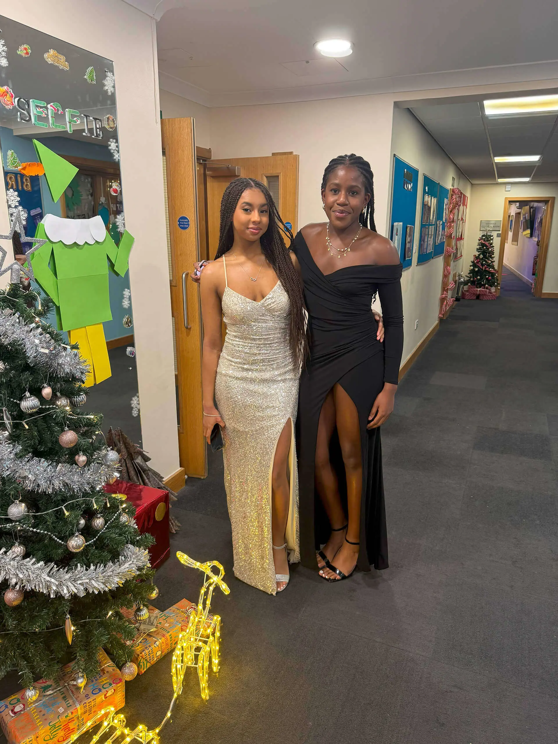 Sixth Formers dressed before the Christmas Ball.