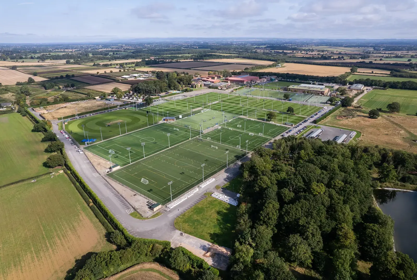 Drone shot of the football pitches.