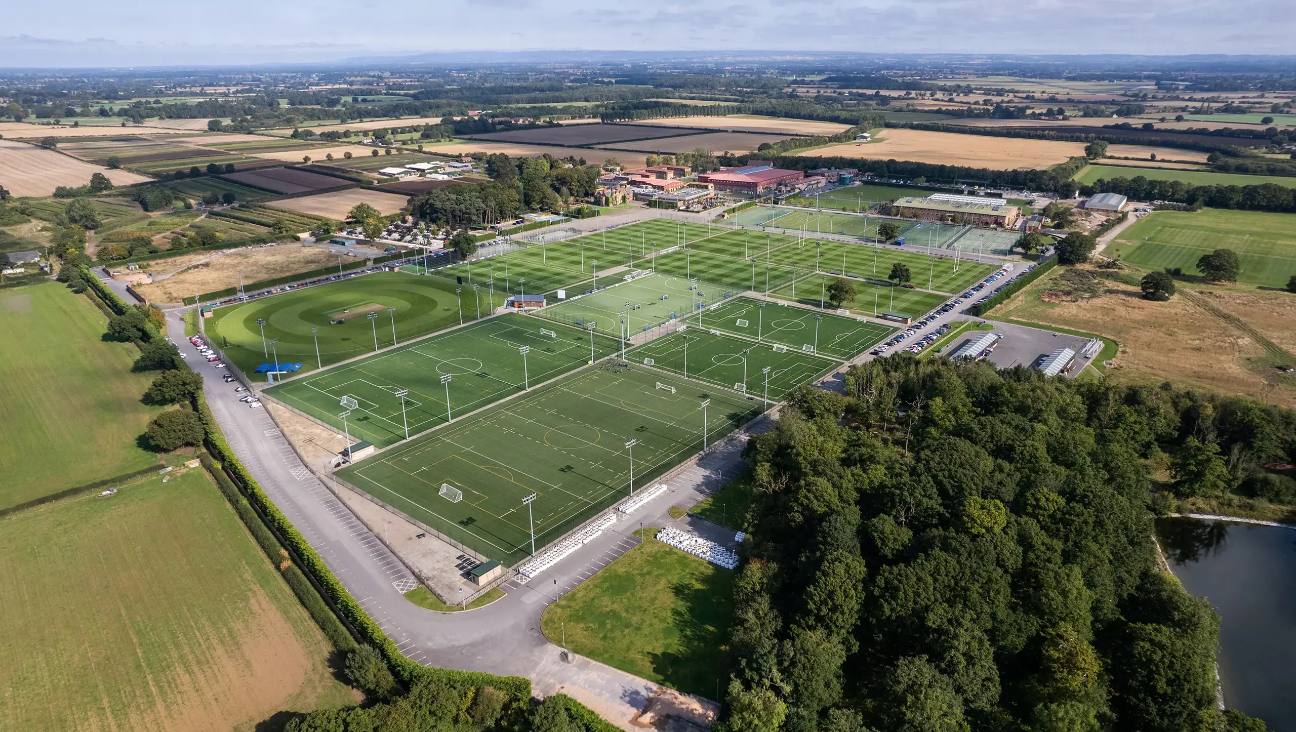 The newly returfed sports pitches.