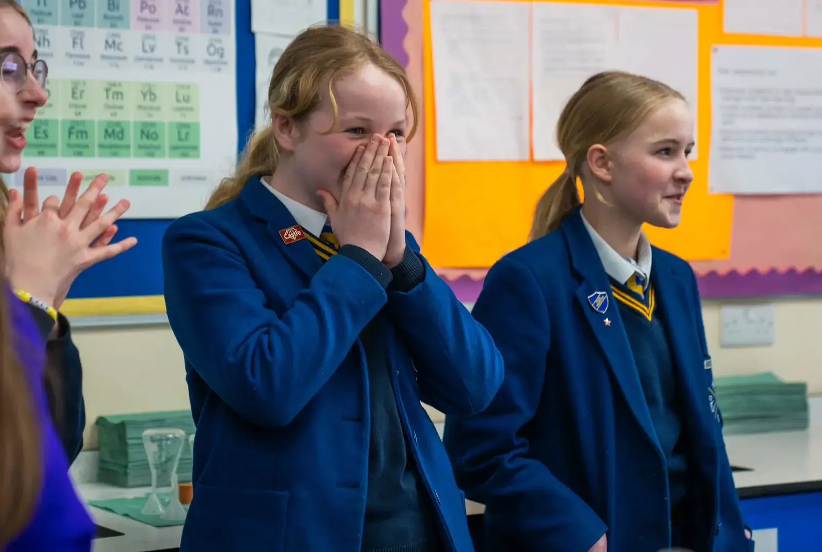 Terrington Hall student laughing at the Harrogate school outreach event.