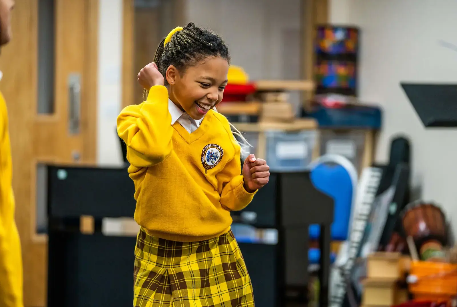 Chapter House pupil dancing in class at Queen Ethelburga's
